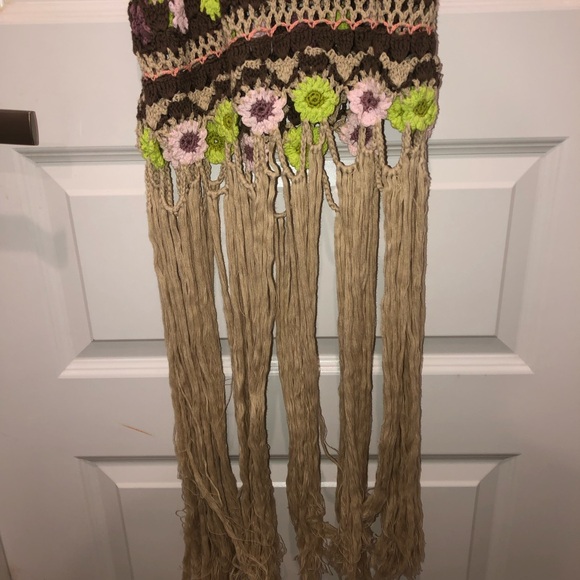 New Free People Bali Crochet Tunic Mini Dress Gown sz M - Picture 8 of 12
